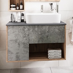 Grossman Мебель для ванной Бруно 80 бетон/веллингтон – фотография-4